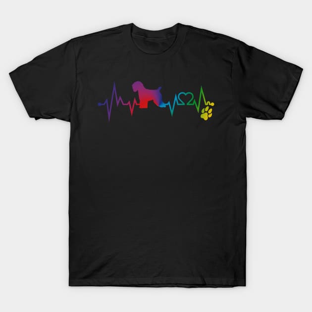 Soft coated wheaten Terrier Colorful Heartbeat, Heart & Dog Paw T-Shirt by kimoufaster